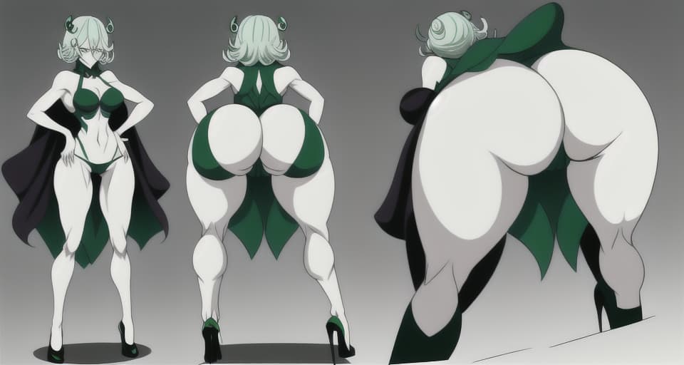  4k, Anime , tatsumaki view from behind bent knees, toned curvy legs, huge ass