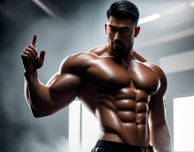  muscle, Chinese beautiful boy, puting one's up， body，chest hair hyperrealistic, full body, detailed clothing, highly detailed, cinematic lighting, stunningly beautiful, intricate, sharp focus, f/1. 8, 85mm, (centered image composition), (professionally color graded), ((bright soft diffused light)), volumetric fog, trending on instagram, trending on tumblr, HDR 4K, 8K