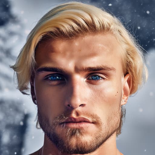 portrait+ style Russian queer fitness model blonde hunk dude face