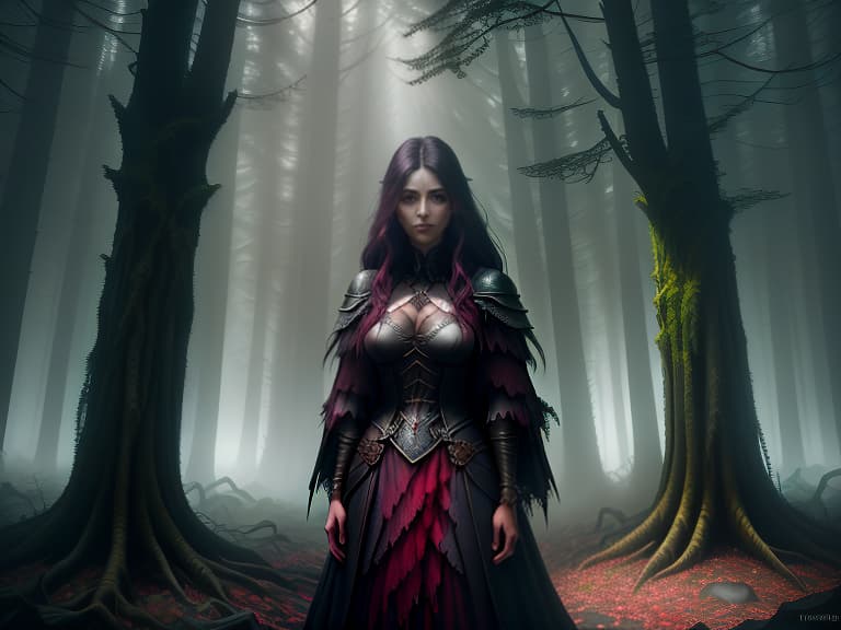  A girl peeks into the frame, nature fantasy., dark , creepy , blood , monsters , by Jason Engle , Carlos Huante , Charlie Bowater , Simon Lee , Brom hyperrealistic, full body, detailed clothing, highly detailed, cinematic lighting, stunningly beautiful, intricate, sharp focus, f/1. 8, 85mm, (centered image composition), (professionally color graded), ((bright soft diffused light)), volumetric fog, trending on instagram, trending on tumblr, HDR 4K, 8K