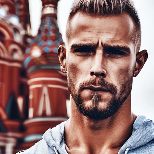 portrait+ style russian queer fitness model blonde very cute dilf dude face