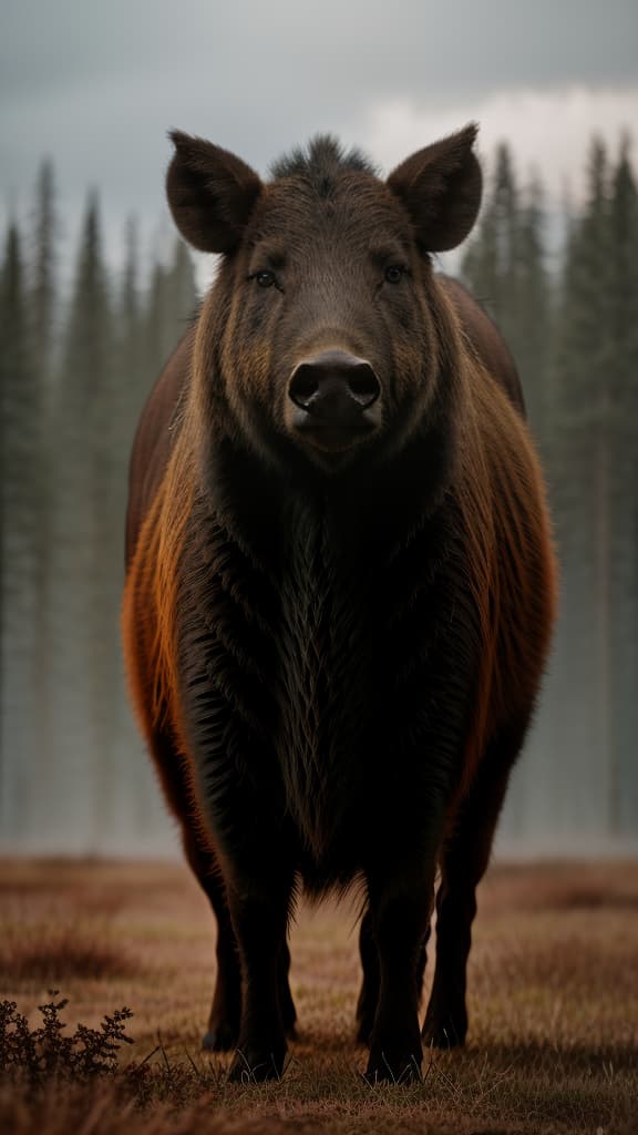  wild boar, tundra, high resolution , hyperrealistic, high quality, highly detailed, cinematic lighting, intricate, sharp focus, f/1. 8, 85mm, (centered image composition), (professionally color graded), ((bright soft diffused light)), volumetric fog, trending on instagram, HDR 4K, 8K