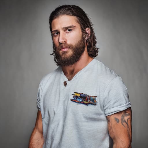 portrait+ style wrestlemania queer brunette hunk dude face