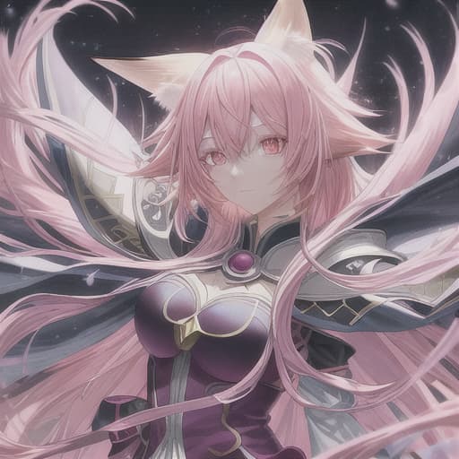  best quality masterpiece detailed light illutration ultradetail pink hair fox ear anime girl