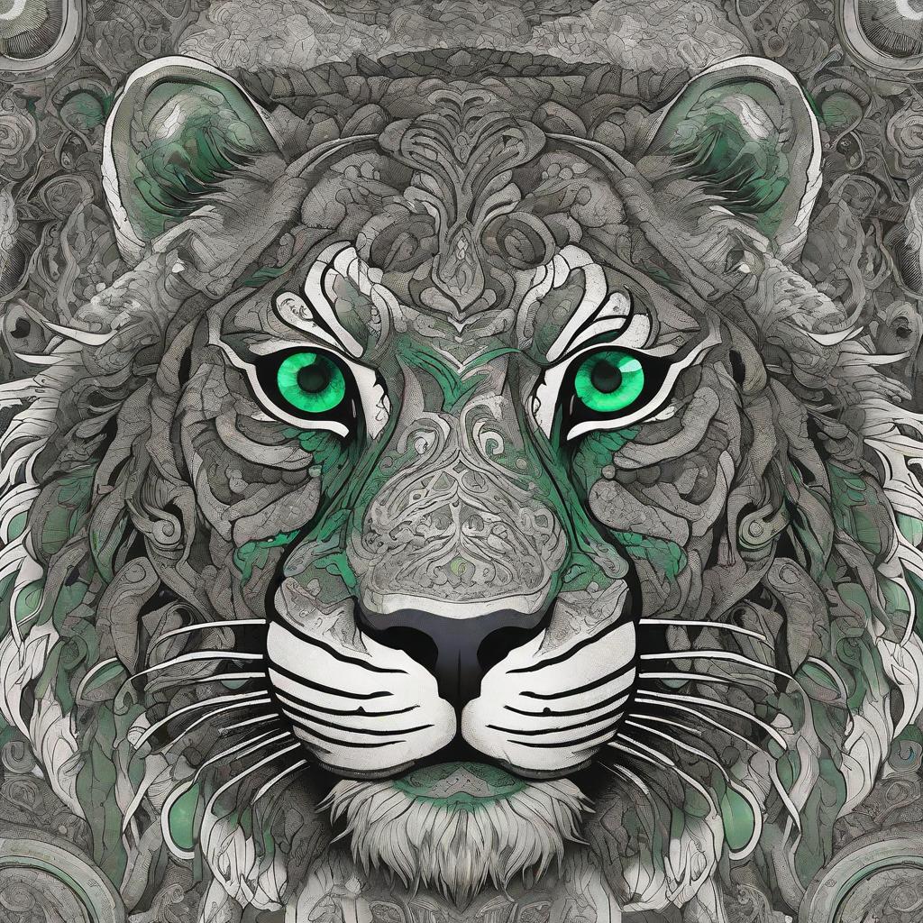  From the depths of the abyss, a terrible beast appeared, a strange combination of tiger and sheep, its tiger head exuding a primordial aura of power, its emerald green eyes piercing the darkness, its eyeless sheep head exuding a fragile and tragic aura, its body wrapped in dark brown, as if it had its own life force squirming, as if the essence of its victims flowed through its veins. Shadows dance on its rough fur, enhancing its evil appearance.To capture the essence of this dark marvel, surreal painting would be the ideal medium.The images would be rendered using a combination of oil painting and digital techniques, allowing for intricate details and hauntingly beautiful palettes. The lighting would be dramatic, with spotlight-illuminated