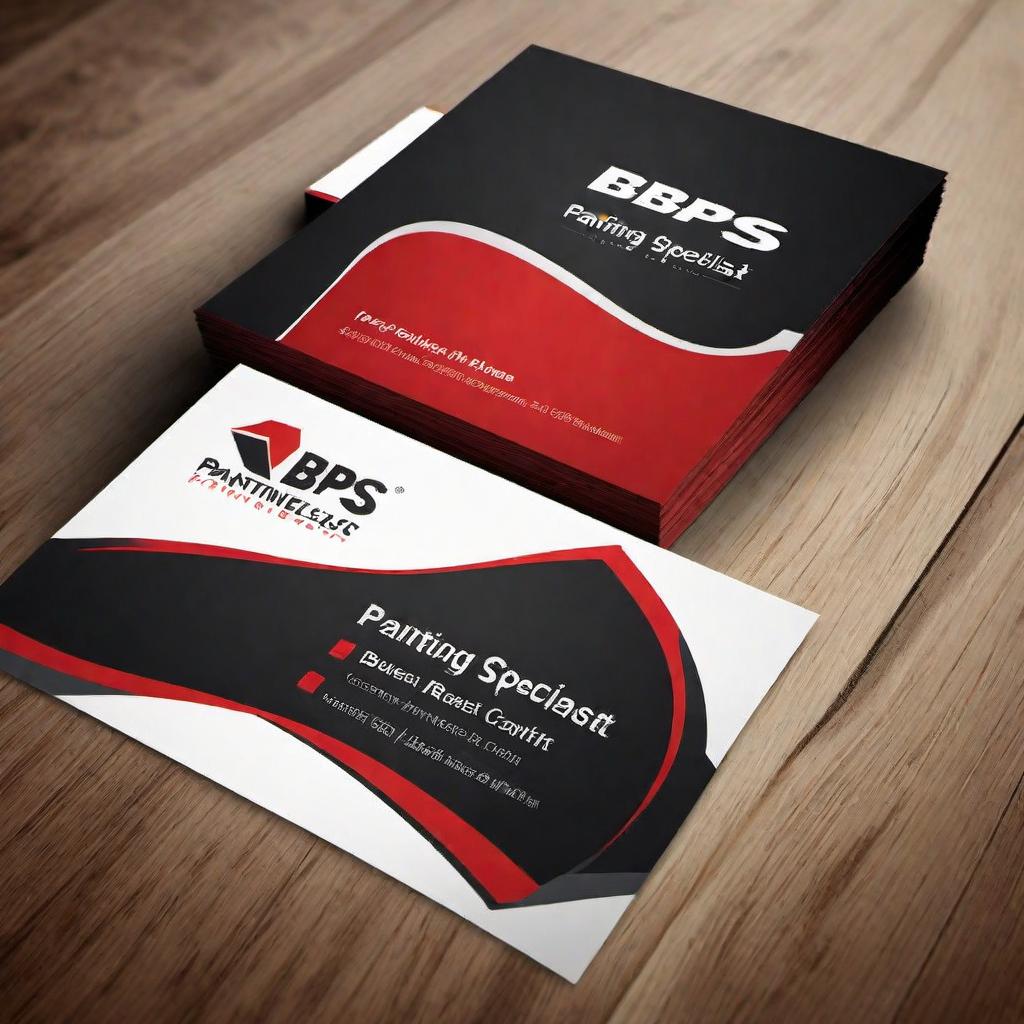  Design a professional and sleek business card for BPS Painting Specialist. Include the company name, contact information, logo, and a paintbrush or paint-related design element. The color scheme should be modern and sophisticated, suitable for a painting business. hyperrealistic, full body, detailed clothing, highly detailed, cinematic lighting, stunningly beautiful, intricate, sharp focus, f/1. 8, 85mm, (centered image composition), (professionally color graded), ((bright soft diffused light)), volumetric fog, trending on instagram, trending on tumblr, HDR 4K, 8K