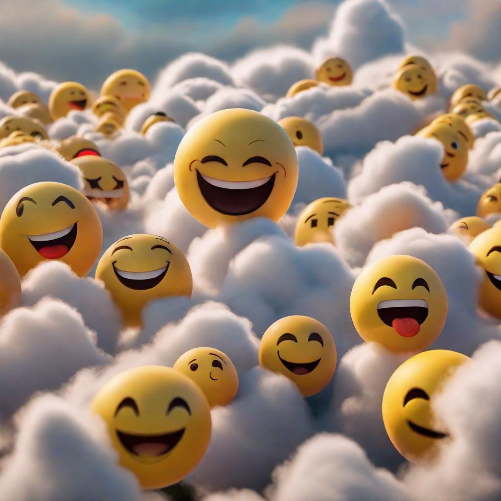  emoji cloud laughing hyperrealistic, full body, detailed clothing, highly detailed, cinematic lighting, stunningly beautiful, intricate, sharp focus, f/1. 8, 85mm, (centered image composition), (professionally color graded), ((bright soft diffused light)), volumetric fog, trending on instagram, trending on tumblr, HDR 4K, 8K