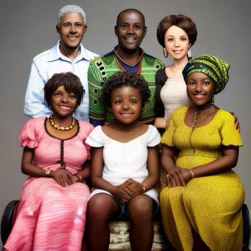  An African family, like a family picture consisting of grandmother, father and mother, one grand son and two granddaughters