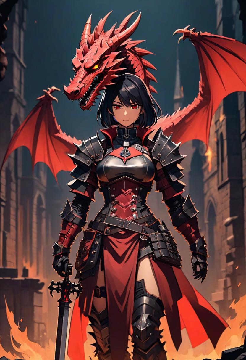  anime artwork A wemale with dragon head, without a human head, bronz skin, noble outfit. Darkest dungeon style, iron armor, d&d, aged black red paper, inkpunk, concept art, lonely, solitude, windy, full body, more realistic style, . anime style, key visual, vibrant, studio anime, highly detailed hyperrealistic, full body, detailed clothing, highly detailed, cinematic lighting, stunningly beautiful, intricate, sharp focus, f/1. 8, 85mm, (centered image composition), (professionally color graded), ((bright soft diffused light)), volumetric fog, trending on instagram, trending on tumblr, HDR 4K, 8K