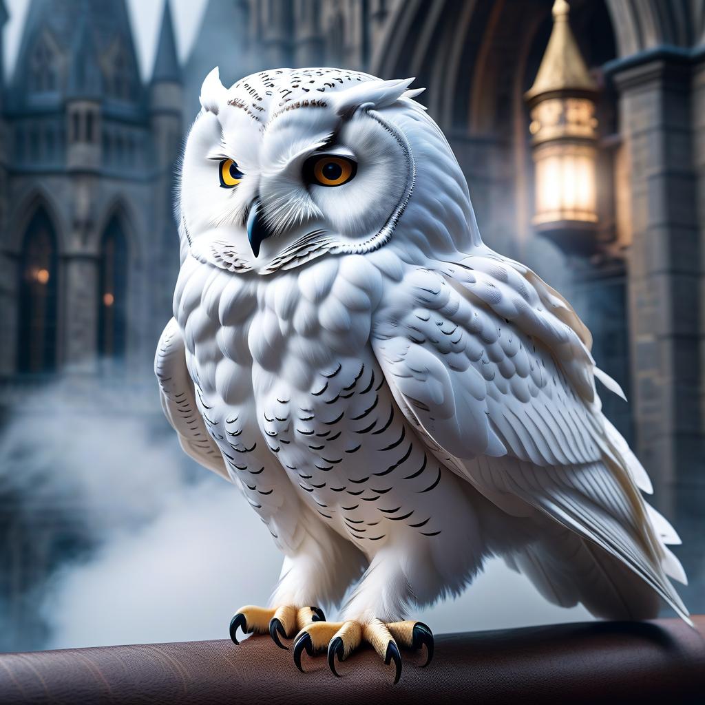  "A white owl carries a letter from Hogwarts in its talons." hyperrealistic, full body, detailed clothing, highly detailed, cinematic lighting, stunningly beautiful, intricate, sharp focus, f/1. 8, 85mm, (centered image composition), (professionally color graded), ((bright soft diffused light)), volumetric fog, trending on instagram, trending on tumblr, HDR 4K, 8K