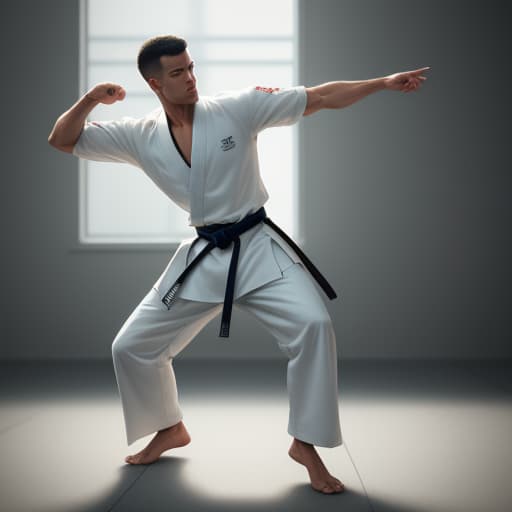  a martial artist, dynamic pose, gesture painting hyperrealistic, full body, detailed clothing, highly detailed, cinematic lighting, stunningly beautiful, intricate, sharp focus, f/1. 8, 85mm, (centered image composition), (professionally color graded), ((bright soft diffused light)), volumetric fog, trending on instagram, trending on tumblr, HDR 4K, 8K