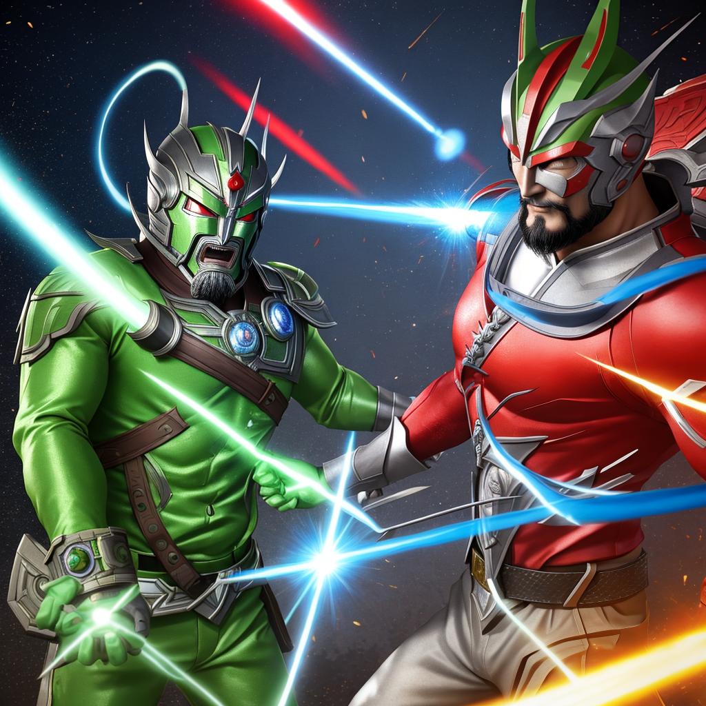  masterpiece, best quality, Ultraman vs Guan Yu