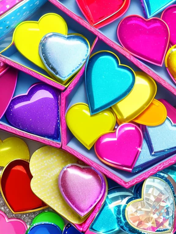  Colorful and sparkling heart gems lots of wallpaper