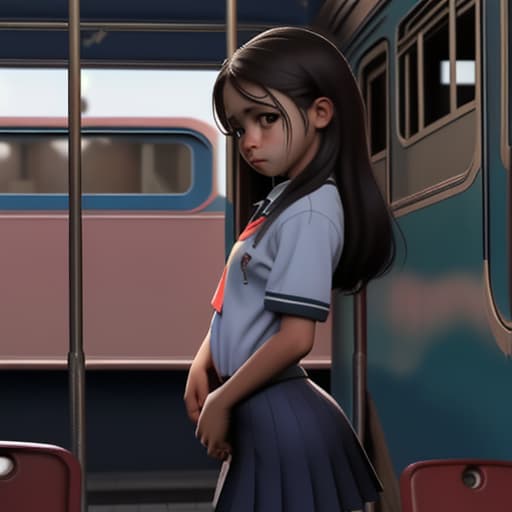  niña de 12 años nalgona de school, mostrando su trasero en la estación de tren