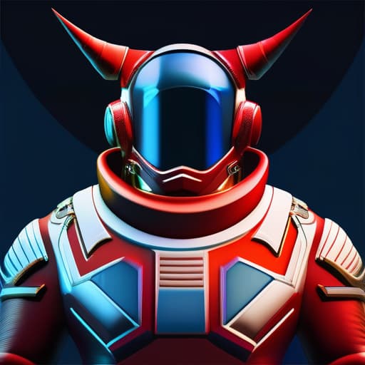  Red space suit with a blue visor and halloween devil horns, facing camera, , ((masterpiece)), best quality, very detailed, high resolution, sharp, sharp image, extremely detailed, 4k, 8k