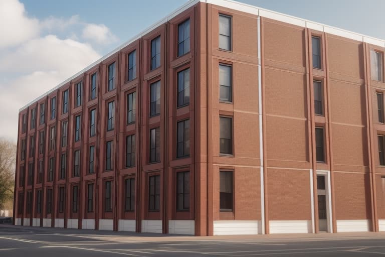  a red brick building with white stone details, Victorian style, designed by Norman Foster, The image is captured with an 8k camera and edited using the latest digital tools to produce a flawless final result.,ADVERTISING PHOTO,high quality,good proportion,masterpiece ,