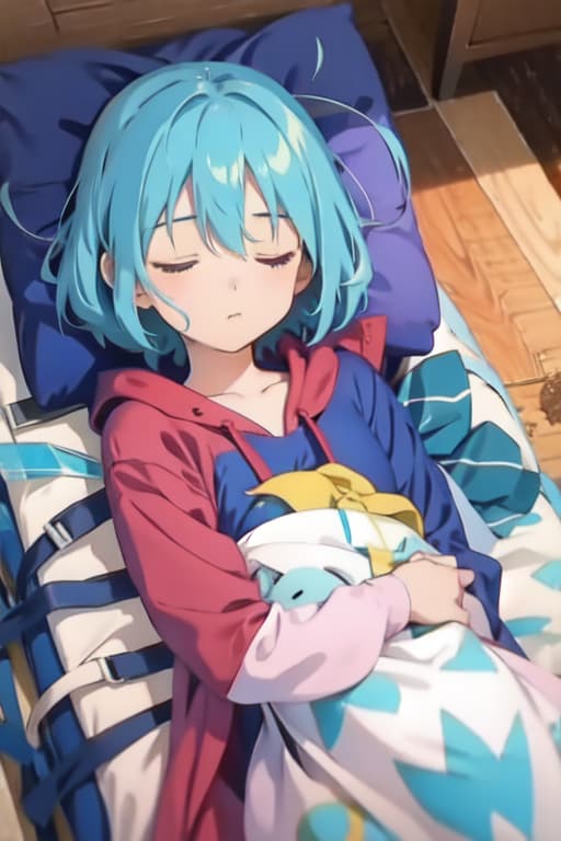  Cirno in a sleeping bag, Ghibli style