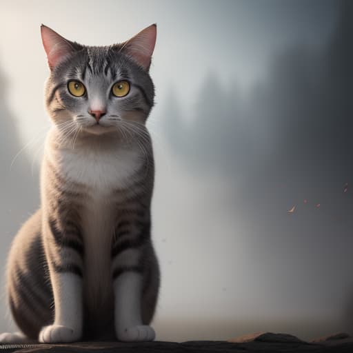  photo cat hyperrealistic, full body, detailed clothing, highly detailed, cinematic lighting, stunningly beautiful, intricate, sharp focus, f/1. 8, 85mm, (centered image composition), (professionally color graded), ((bright soft diffused light)), volumetric fog, trending on instagram, trending on tumblr, HDR 4K, 8K