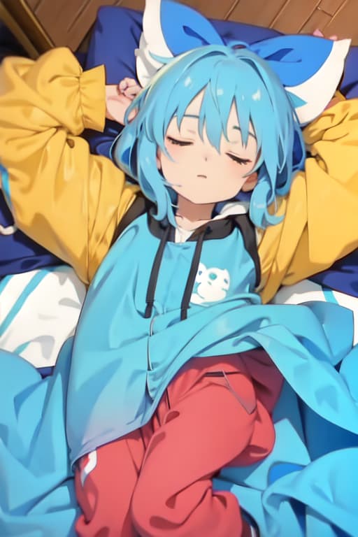  Cirno in a sleeping bag, Ghibli style