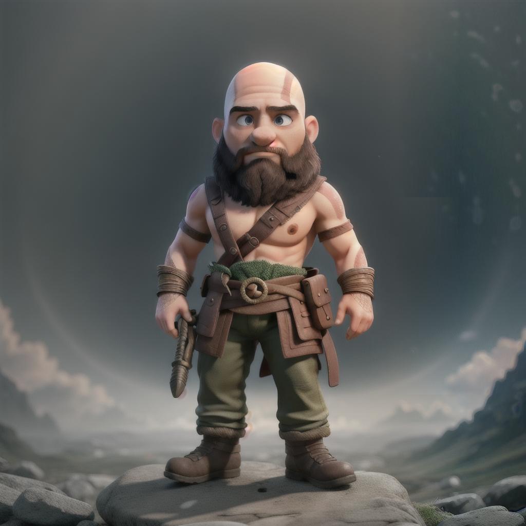  God of war hyperrealistic, full body, detailed clothing, highly detailed, cinematic lighting, stunningly beautiful, intricate, sharp focus, f/1. 8, 85mm, (centered image composition), (professionally color graded), ((bright soft diffused light)), volumetric fog, trending on instagram, trending on tumblr, HDR 4K, 8K