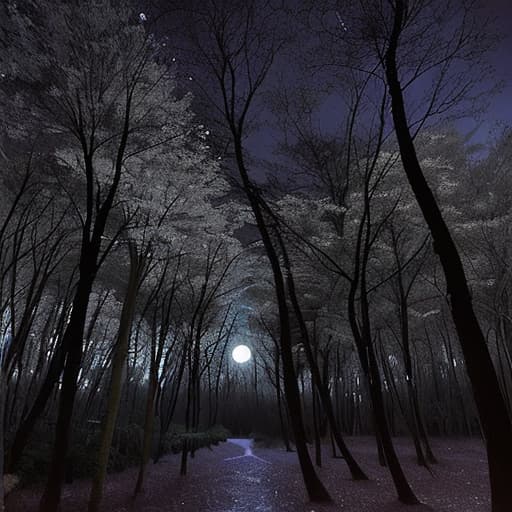  bosque nocturno con luna llena