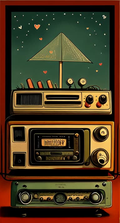  Illustrate a nostalgic night, a radio's lullaby, and a heart of rock 'n roll, where memories return with the wind.