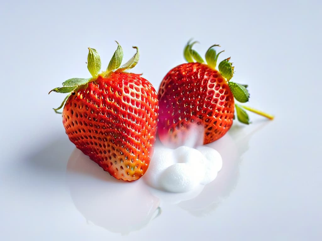  A closeup, ultradetailed image of a single perfectly dehydrated strawberry slice, showcasing its intricate pattern and vibrant color against a stark white background. hyperrealistic, full body, detailed clothing, highly detailed, cinematic lighting, stunningly beautiful, intricate, sharp focus, f/1. 8, 85mm, (centered image composition), (professionally color graded), ((bright soft diffused light)), volumetric fog, trending on instagram, trending on tumblr, HDR 4K, 8K