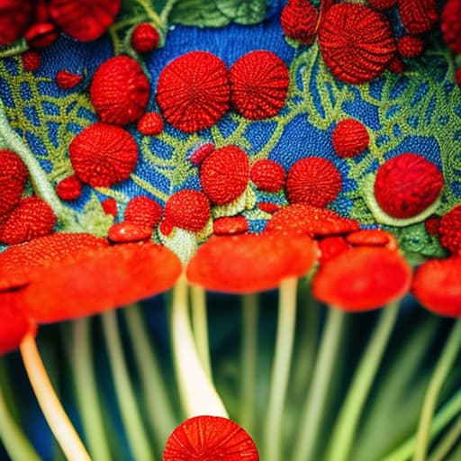  a red mushroom with blue spots hyperrealistic, full body, detailed clothing, highly detailed, cinematic lighting, stunningly beautiful, intricate, sharp focus, f/1. 8, 85mm, (centered image composition), (professionally color graded), ((bright soft diffused light)), volumetric fog, trending on instagram, trending on tumblr, HDR 4K, 8K