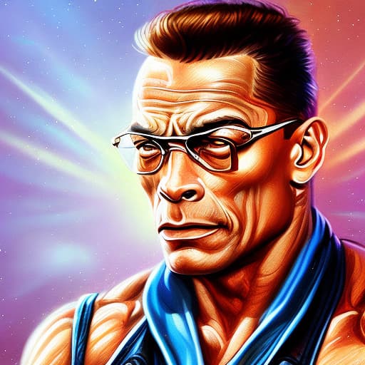 portrait+ style Jean Claude van Damme queer face