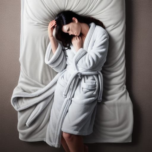  woman wearing a robe without anything else in sleep