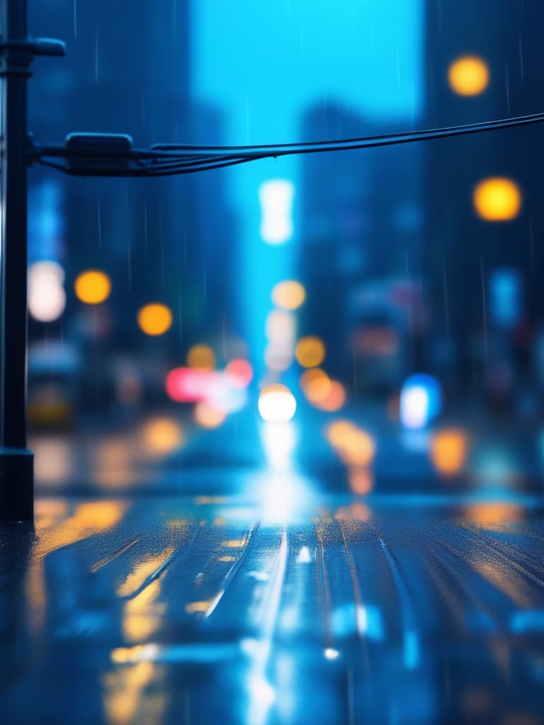  perspective,depth of field,blue theme,no humans,rain,outdoors,blurry background,bokeh BREAK building,cityscape,road sign,scenery,cable,sign,skyscraper,traffic light,power lines,utility pole,water drop,window,window blinds,, masterpiece, best quality,8k,ultra detailed,high resolution,an extremely delicate and beautiful,hyper detail