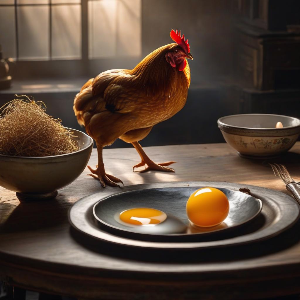  One chicken egg lies on the table on the table there is nothing except the egg in a bowl. hyperrealistic, full body, detailed clothing, highly detailed, cinematic lighting, stunningly beautiful, intricate, sharp focus, f/1. 8, 85mm, (centered image composition), (professionally color graded), ((bright soft diffused light)), volumetric fog, trending on instagram, trending on tumblr, HDR 4K, 8K