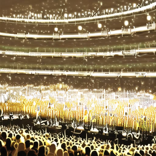  a musician infront of a big crowd holding a guitar