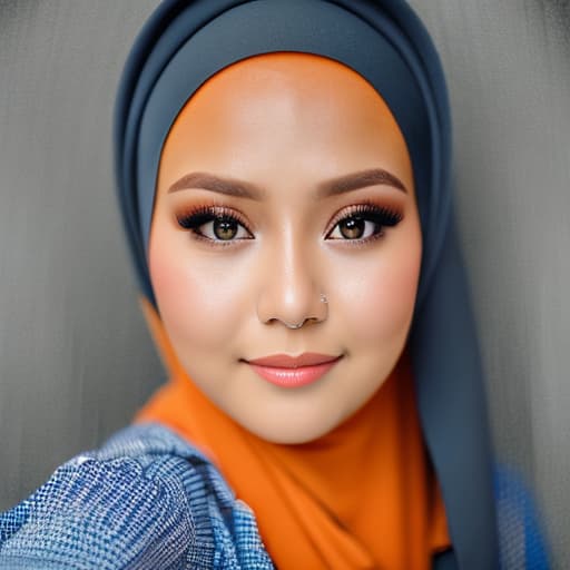 portrait+ style wanita Indonesia yang cantik berkulit putih memakai jilbab