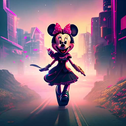 nvinkpunk Minnie mouse hyperrealistic, full body, detailed clothing, highly detailed, cinematic lighting, stunningly beautiful, intricate, sharp focus, f/1. 8, 85mm, (centered image composition), (professionally color graded), ((bright soft diffused light)), volumetric fog, trending on instagram, trending on tumblr, HDR 4K, 8K