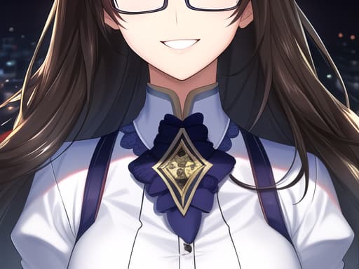  Pretty girl with glasses ,smiling,detailed face,high detailed
, Anime, Realistic anime, high quality, highly detailed, cinematic lighting, intricate, sharp focus, f/1. 8, 85mm, (centered image composition), (professionally color graded), ((bright soft diffused light)), volumetric fog, trending on instagram, HDR 4K, 8K