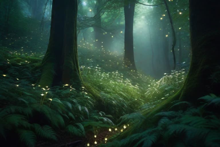  Generate a dreamlike depiction of a magical forest, where fireflies and fairies create an ethereal atmosphere. hyperrealistic, full body, detailed clothing, highly detailed, cinematic lighting, stunningly beautiful, intricate, sharp focus, f/1. 8, 85mm, (centered image composition), (professionally color graded), ((bright soft diffused light)), volumetric fog, trending on instagram, trending on tumblr, HDR 4K, 8K