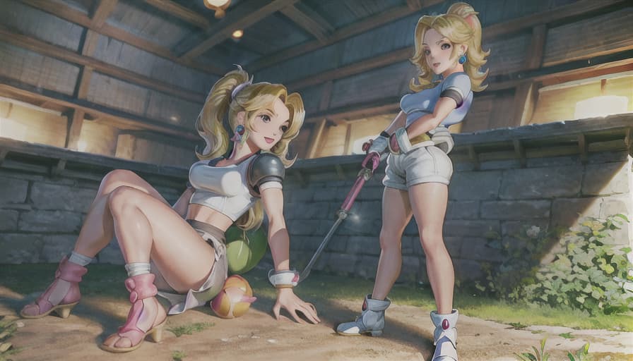  master piece , best quality,Princess Peach, Android 18, Tifa, and Aerith,