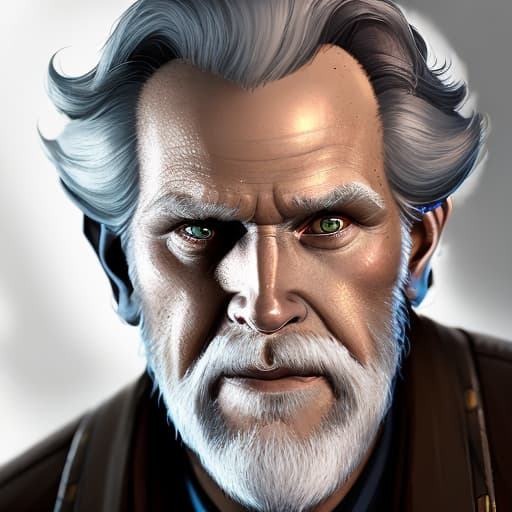 portrait+ style Regis is a grizzled, middle-aged man with a slightly hunched nose and shiny black eyes. Due to his extremely pale face and the stubble on the sides of his face in the style of Count Regis, he wears