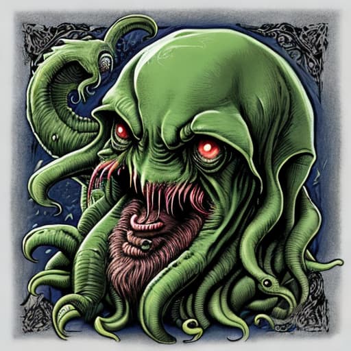  Draw a picture of Cthulhu horror and comedy,