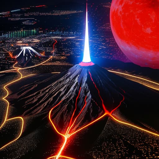  Ultraman climbs Mount Fuji at night,