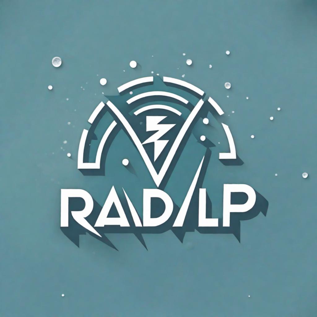  A logo for a electrical tech company called RadAlp. The company is focused on snow measurements using radar principle. Include snow and ice.