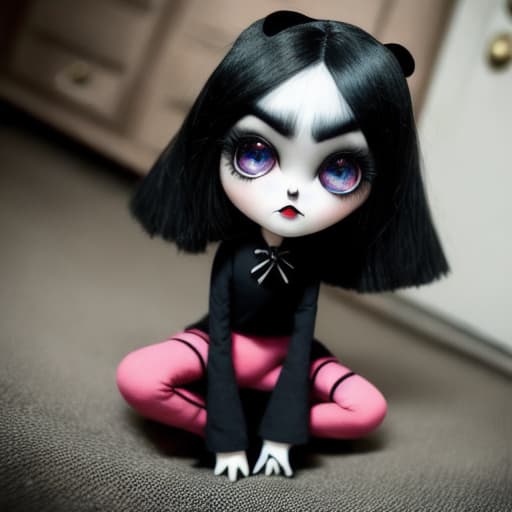 modelshoot style Disney, Pixar 3d, claymation, animated evil goth female vampire, doll, many details, black hair,, squatting, no clothes, open, laying back in bed with in air, bushy pubic hair, shiny, from above, clear detailed photo, sharp focus, cartoon, high resolution, 4k uhd, perfectly detailed big eyes,