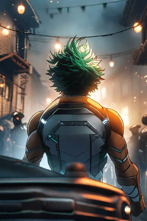  1boy, male focus, midoriya izuku, boku no hero academia, injury, electricity,, masterpiece, best quality, very aesthetic, absurdres hyperrealistic, full body, detailed clothing, highly detailed, cinematic lighting, stunningly beautiful, intricate, sharp focus, f/1. 8, 85mm, (centered image composition), (professionally color graded), ((bright soft diffused light)), volumetric fog, trending on instagram, trending on tumblr, HDR 4K, 8K