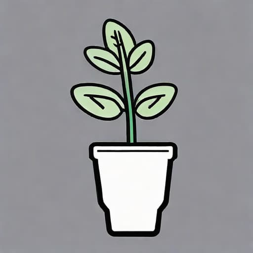  Draw a friendly, clean, vector icon of a smiling gardening glove holding a small potted plant. This icon will represent the nurturing and caring aspect of your gardening business, while also conveying the idea of having a green thumb for plant care. ((for a logo)), minimalistic, vector illustration, (simple), (white background), no background, for a company, strong color contrast