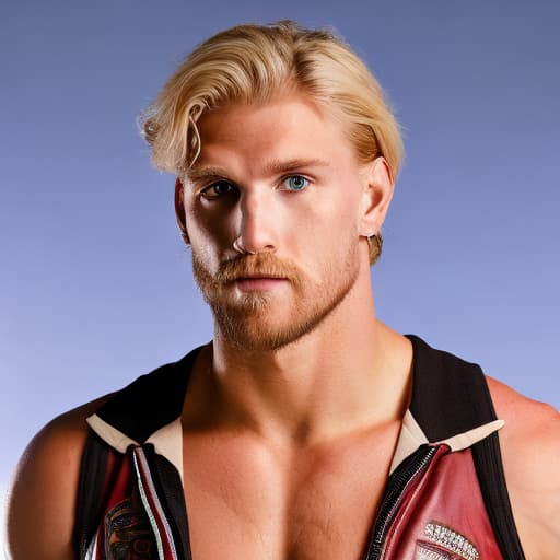 portrait+ style WWE queer blonde hunk dude face