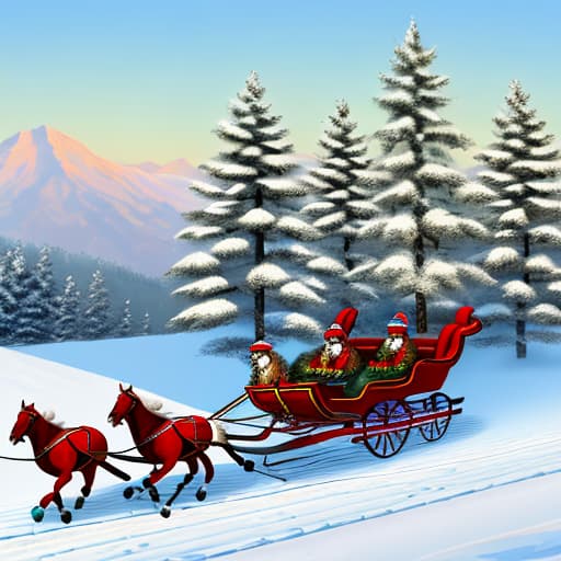  A sleigh on the snowfield goes away.