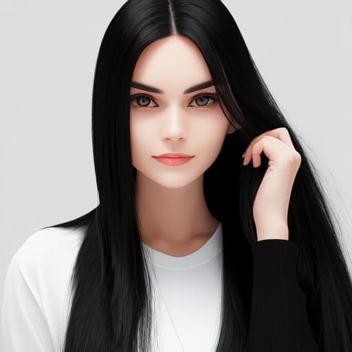  A woman with long black hair and white top posing for a picture