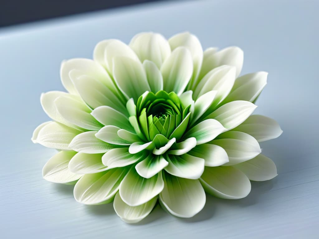  A closeup, ultradetailed image of a delicate, intricate sugar flower created using 3D printing technology, showcasing the flawless detail and precision achievable in modern pastry artistry. The petals glisten with a subtle shimmer, each vein and curve meticulously defined, capturing the essence of innovation and craftsmanship in the realm of 3Dprinted confectionery. hyperrealistic, full body, detailed clothing, highly detailed, cinematic lighting, stunningly beautiful, intricate, sharp focus, f/1. 8, 85mm, (centered image composition), (professionally color graded), ((bright soft diffused light)), volumetric fog, trending on instagram, trending on tumblr, HDR 4K, 8K