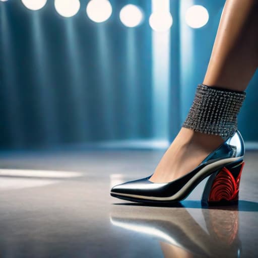  Funky shoes with ornate heels in the style of Balenciaga, Osamu Tezuka and Stan Lee, cinematic shot, intricate, photorealistic, artstation, realistic, 100 mm, photography, octane, high definition, depth of field, 8k hyperrealistic, full body, detailed clothing, highly detailed, cinematic lighting, stunningly beautiful, intricate, sharp focus, f/1. 8, 85mm, (centered image composition), (professionally color graded), ((bright soft diffused light)), volumetric fog, trending on instagram, trending on tumblr, HDR 4K, 8K